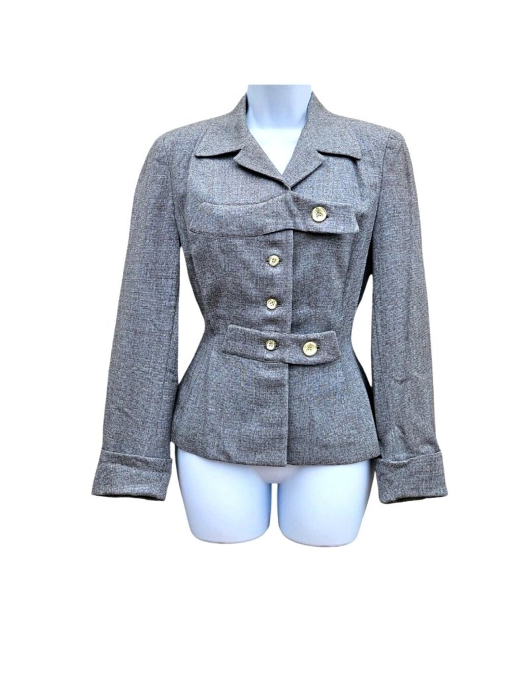 Vintage 30s 40s Gray Wool Hourglass Jacket Union Label Medium Vintage 26" Waist